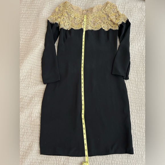 Reem Acra Black and Gold Silk Dress - Picture 11 of 12